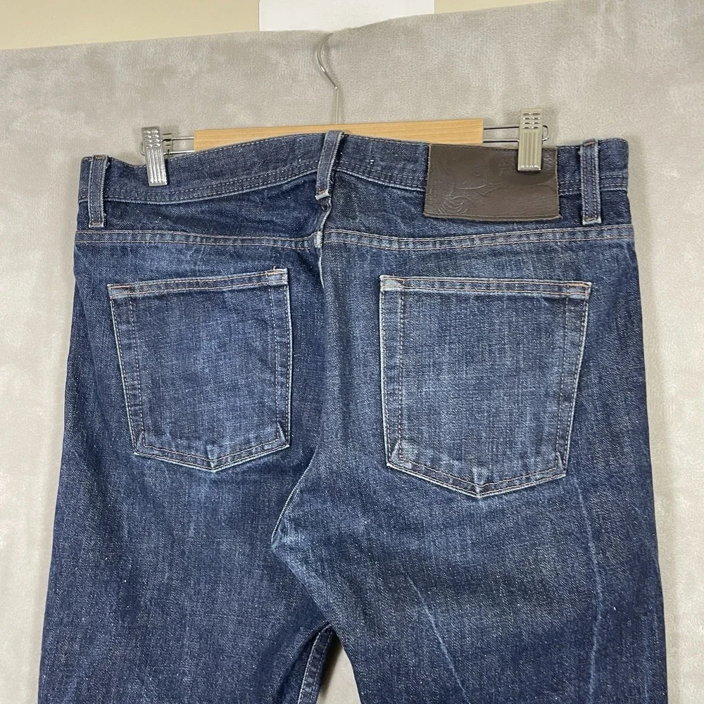 Naked & Famous Jeans Mens 34 (fit 36x33) Raw Dark Denim Button Fly Non-Selvedge